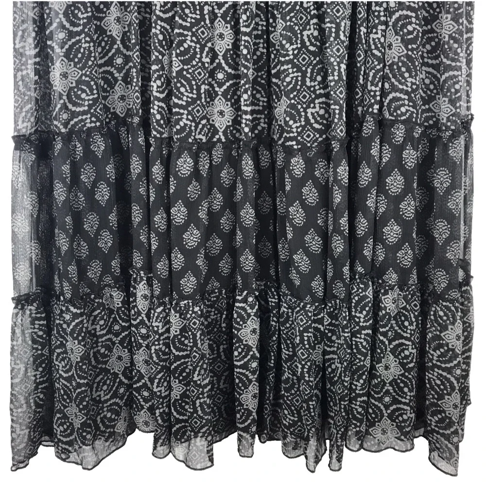 Linea by Louis Dell’Olio Tiered Midi Skirt Flowy Lined Pull On Boho Print 1X